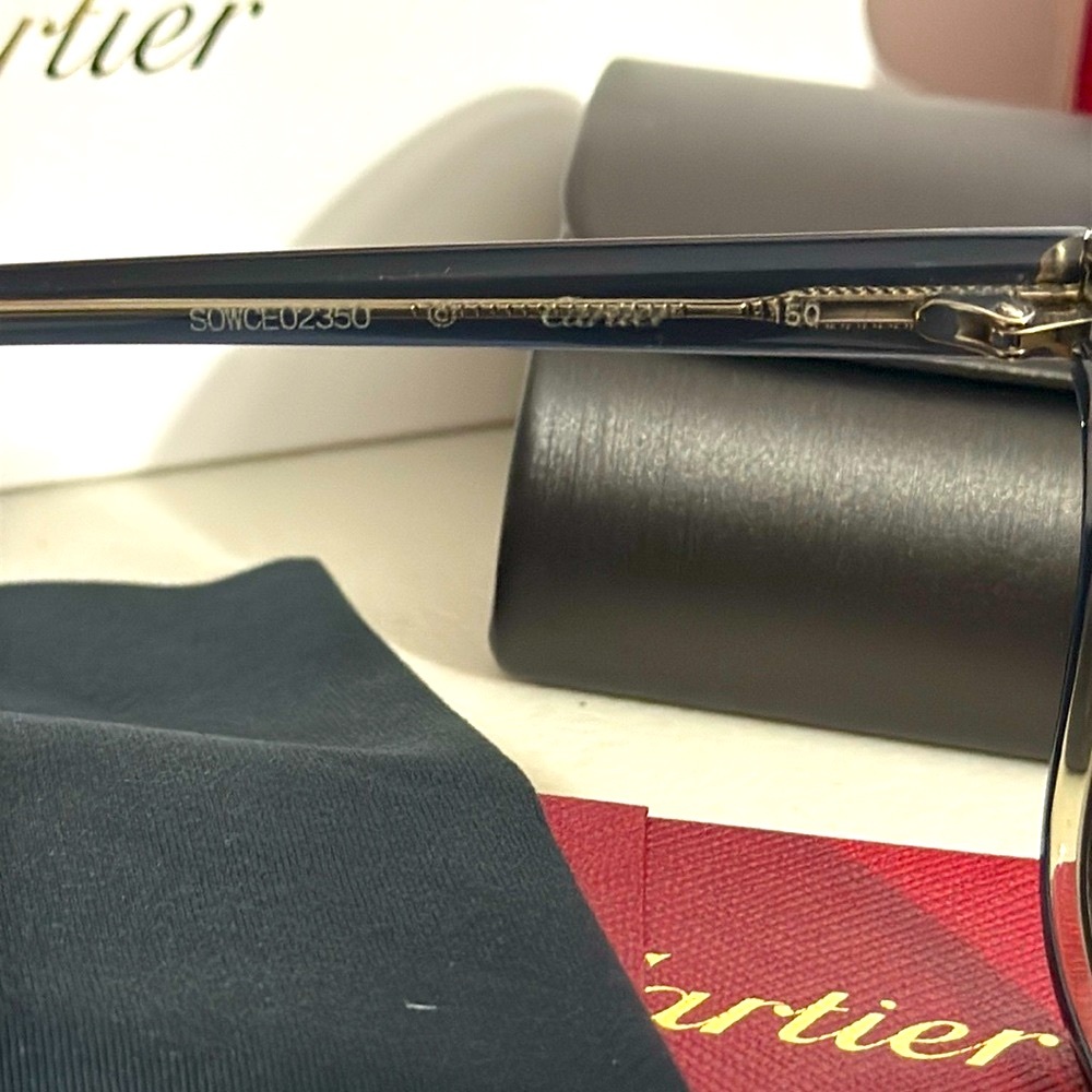 NEW Cartier Deep blue silver hardware Luxury Sunglasses 😎 signature authentic - Picture 8 of 14